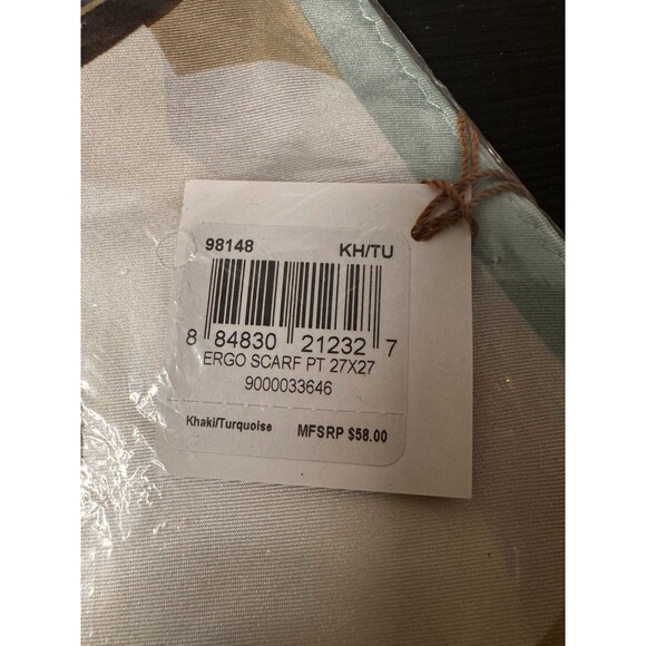 COACH 98148 ERGO SCARF PT 27 X 27 KHAKI/ TURQUOISE - Picture 2 of 3